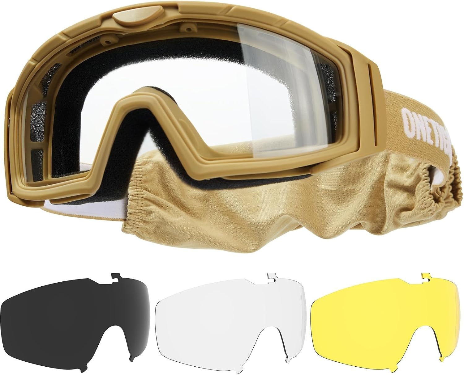 Airsoft Tactische Veiligheidsbril met 3 Verwisselbare Lenzen | CE EN166 & ANSI Z87.1 | voor Paintball, Jacht, CS, Fietsen & Outdoor