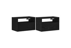 vidaXL Nachtkastjes 2 st. Wandmontage Zwart 45x26x28,5 cm - 54% Korting