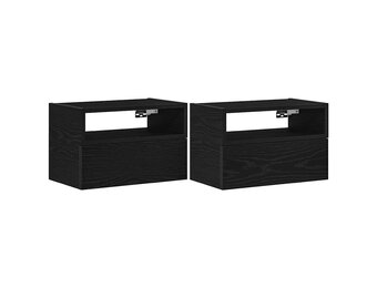vidaXL Nachtkastjes 2 st wandgemonteerd 45x26x28,5 cm zwart
