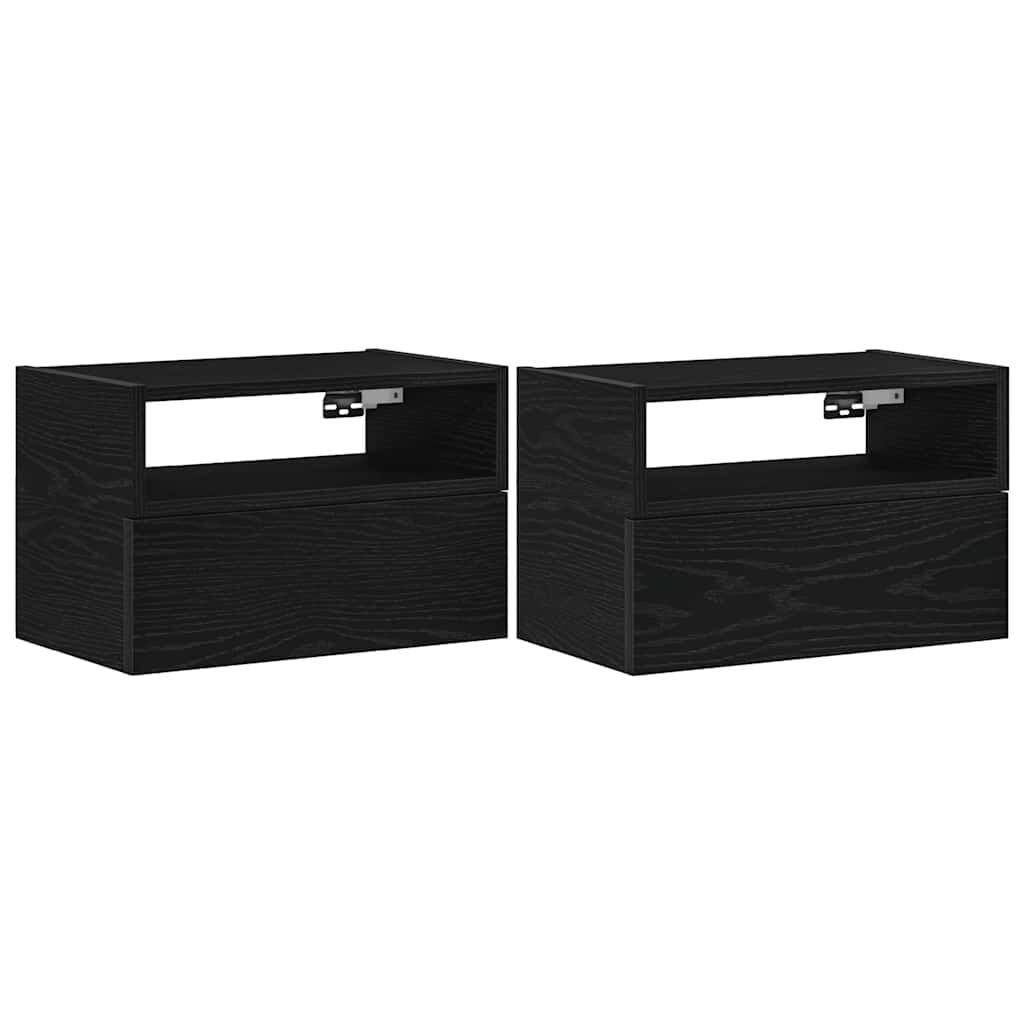 vidaXL Nachtkastjes 2 st wandgemonteerd 45x26x28,5 cm zwart