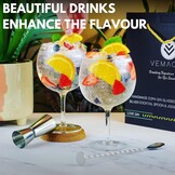 Gin Tonic-Glazenset voor Gin Lovers - Set van 2 Handgemaakte G&T-Glazen. Gratis E-Book Recepten (ENGELS) | Zilver Cocktaillepel, Dubbelzijdige Maatbeker en Hoge Cocktailglazen