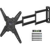 BONTEC TV-wandhouder, 66 - 65 cm, tv-wandhouder voor led, oled, lcd en oled, plat en curve, tv-arm uittrekbaar 95 cm, ruimtebesparend ontwerp, kantelbaar en draaibaar, VESA 400 x 400, belasting 35 kg