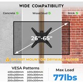 BONTEC TV-wandhouder, 66 - 65 cm, tv-wandhouder voor led, oled, lcd en oled, plat en curve, tv-arm uittrekbaar 95 cm, ruimtebesparend ontwerp, kantelbaar en draaibaar, VESA 400 x 400, belasting 35 kg