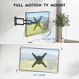 BONTEC TV-wandhouder, 66 - 65 cm, tv-wandhouder voor led, oled, lcd en oled, plat en curve, tv-arm uittrekbaar 95 cm, ruimtebesparend ontwerp, kantelbaar en draaibaar, VESA 400 x 400, belasting 35 kg