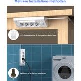 AORIDO Hoekstekkerdoos 4-voudig met USB-A en USB-C - 1,8 meter kabel - Wit