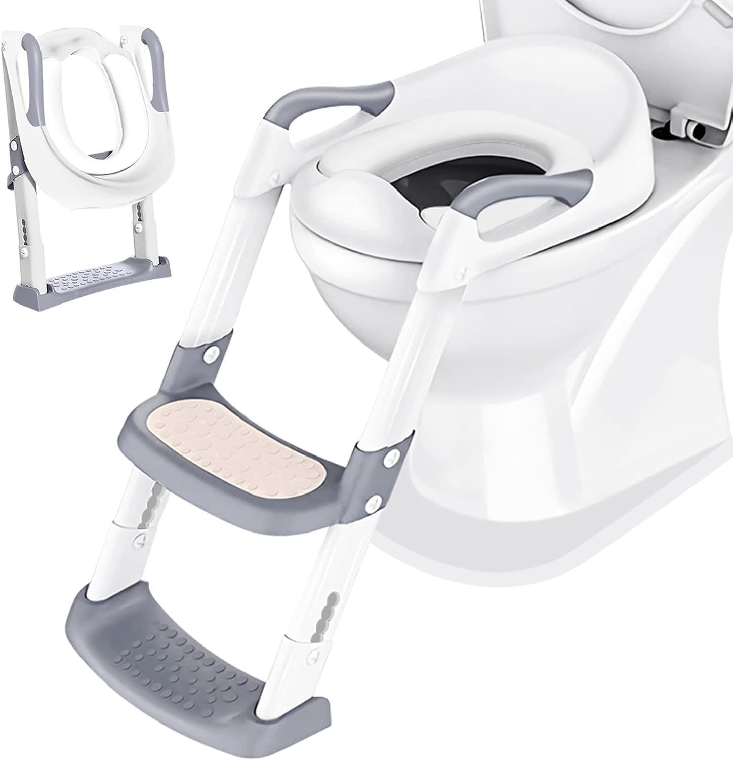 Boby's Potty Training Toiletbril met Trapje - Opvouwbaar en Verstelbaar - Wit