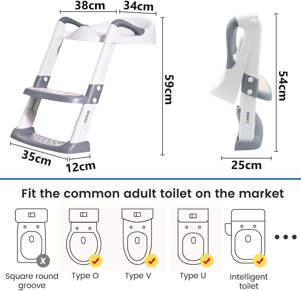 Boby's Potty Training Toiletbril met Trapje - Opvouwbaar en Verstelbaar - Wit