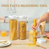 Pastaopslag van kunststof, luchtdichte spaghettipot, pasta-container met deksel, set van 3 duurzame en stapelbare voedselopslagcontainers voor eten in de koelkast - Maat 1.6L Vertical