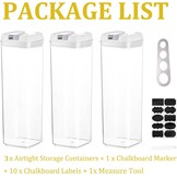 Pastaopslag van kunststof, luchtdichte spaghettipot, pasta-container met deksel, set van 3 duurzame en stapelbare voedselopslagcontainers voor eten in de koelkast - Maat 1.6L Vertical