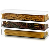 Pastaopslag van kunststof, luchtdichte spaghettipot, pasta-container met deksel, set van 3 duurzame en stapelbare voedselopslagcontainers voor eten in de koelkast - Maat 1.6L Vertical