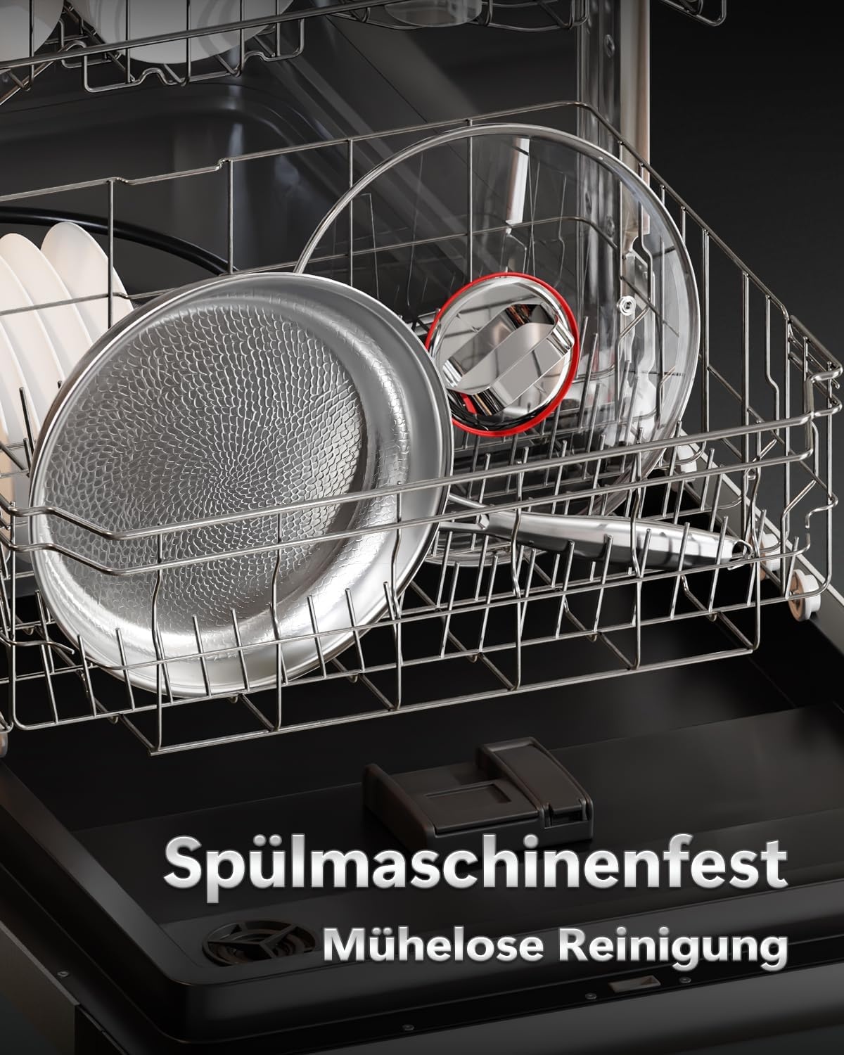 Roestvrijstalen koekenpan, braadpan, ongecoat, 30 cm, 18/10 roestvrij staal, inductiepan met deksel, roestvrij stalen pan, vrij van PTFE en PFOA, ovenveilig, vaatwasmachinebestendig