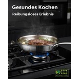 Roestvrijstalen koekenpan, braadpan, ongecoat, 30 cm, 18/10 roestvrij staal, inductiepan met deksel, roestvrij stalen pan, vrij van PTFE en PFOA, ovenveilig, vaatwasmachinebestendig