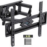 PERLESMITH TV muurbeugel draaibaar, voor platte en gebogen tv's van 26-70 inch tot 45 kg, draai- en kantelbare beugel 55 65 inch, max. VESA 400x400mm