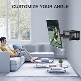 PERLESMITH TV muurbeugel draaibaar, voor platte en gebogen tv's van 26-70 inch tot 45 kg, draai- en kantelbare beugel 55 65 inch, max. VESA 400x400mm