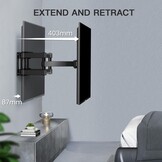 PERLESMITH TV muurbeugel draaibaar, voor platte en gebogen tv's van 26-70 inch tot 45 kg, draai- en kantelbare beugel 55 65 inch, max. VESA 400x400mm