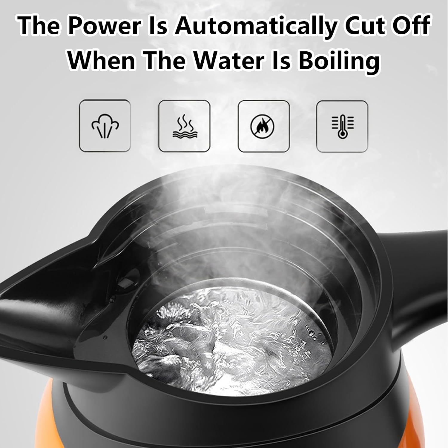 12 V autowaterkoker, 1000 ml reiswaterkoker, draagbare roestvrijstalen auto-waterkoker met temperatuurinstelling, snelkookbare sigarettenaansteker, autoverwarmingskop voor warm water, koffie, reizen