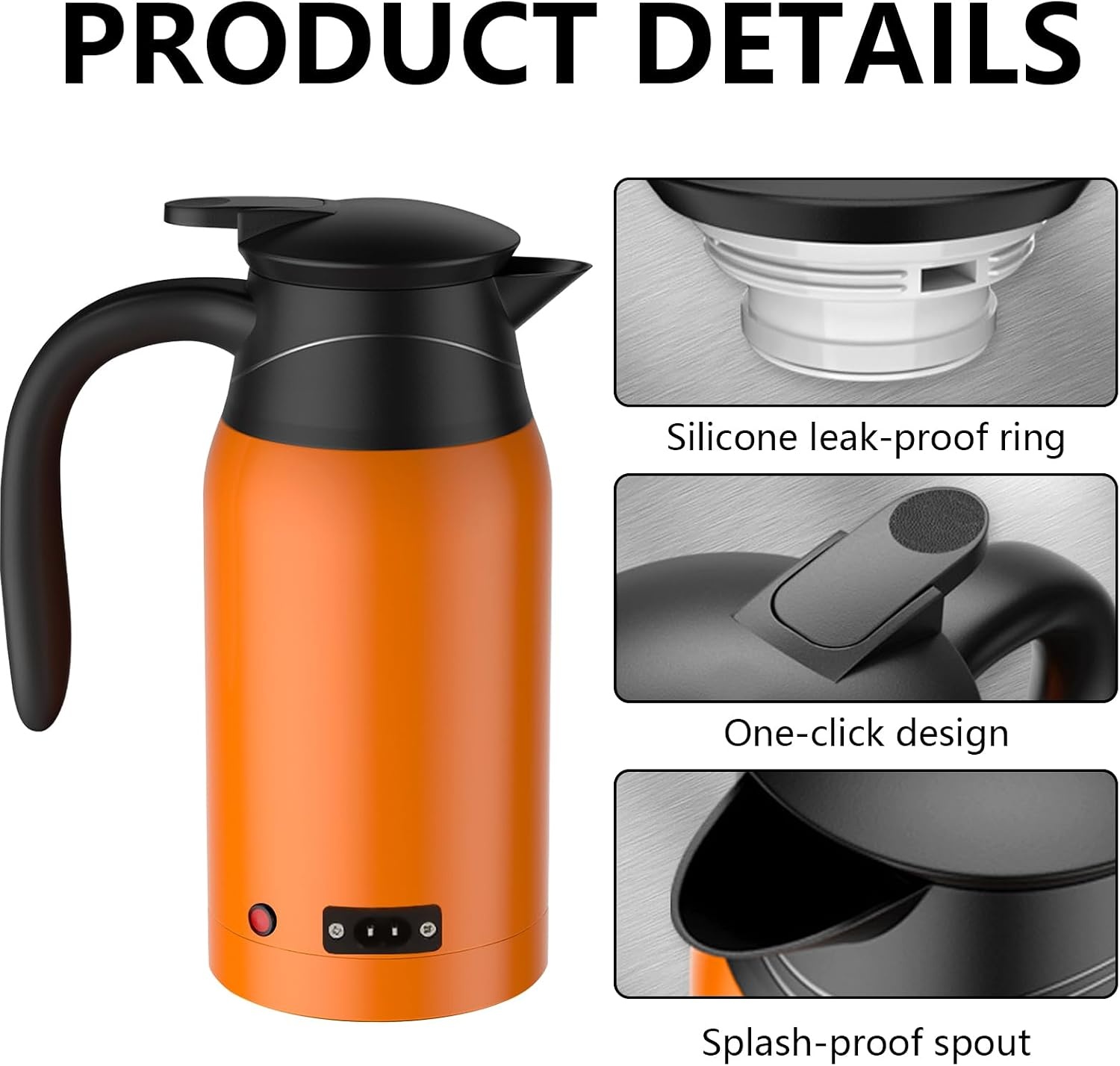 12 V autowaterkoker, 1000 ml reiswaterkoker, draagbare roestvrijstalen auto-waterkoker met temperatuurinstelling, snelkookbare sigarettenaansteker, autoverwarmingskop voor warm water, koffie, reizen