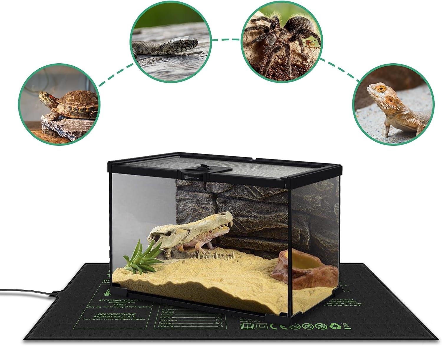 HBN Verwarmingsmat voor planten met thermostaat, 52 x 25 cm, opwarming, kweekwarmer, bed, zaailing, warmtemat, ideaal voor kiemen, zaaigoed, terraria en binnenkassen
