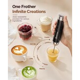 Maestri House Melkopschuimer, Elektrische Garde met Variabele Snelheid, Oplaadbare Blender met RVS Garde en Standaard, Mixer voor Matcha, Latte en Cappuccino