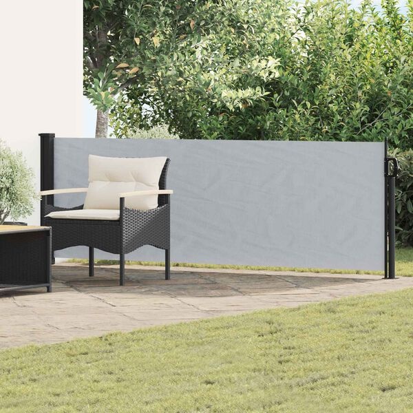 vidaXL Uittrekbaar Zijscherm 500 x 100 cm Polyester Rechthoekig Grijs
