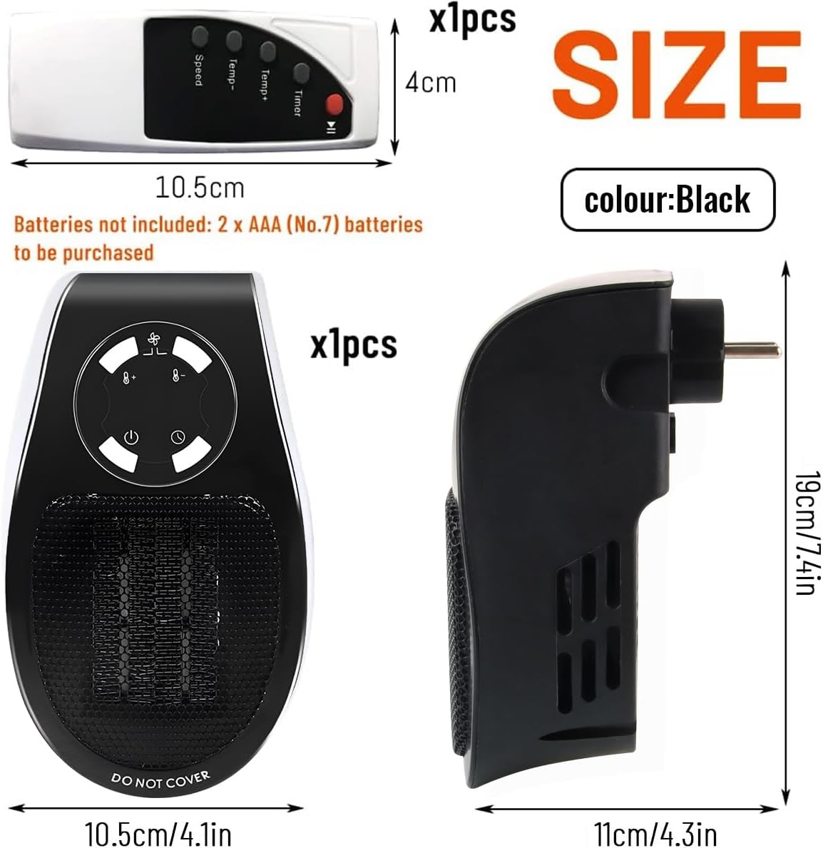 Elektrische verwarming, laag stroomverbruik, Hillylolly 500 W, keramische ventilatorkachel, elektrische verwarming, 12 uur timer, elektrisch fornuis, laag verbruik, elektrische verwarming voor kamer