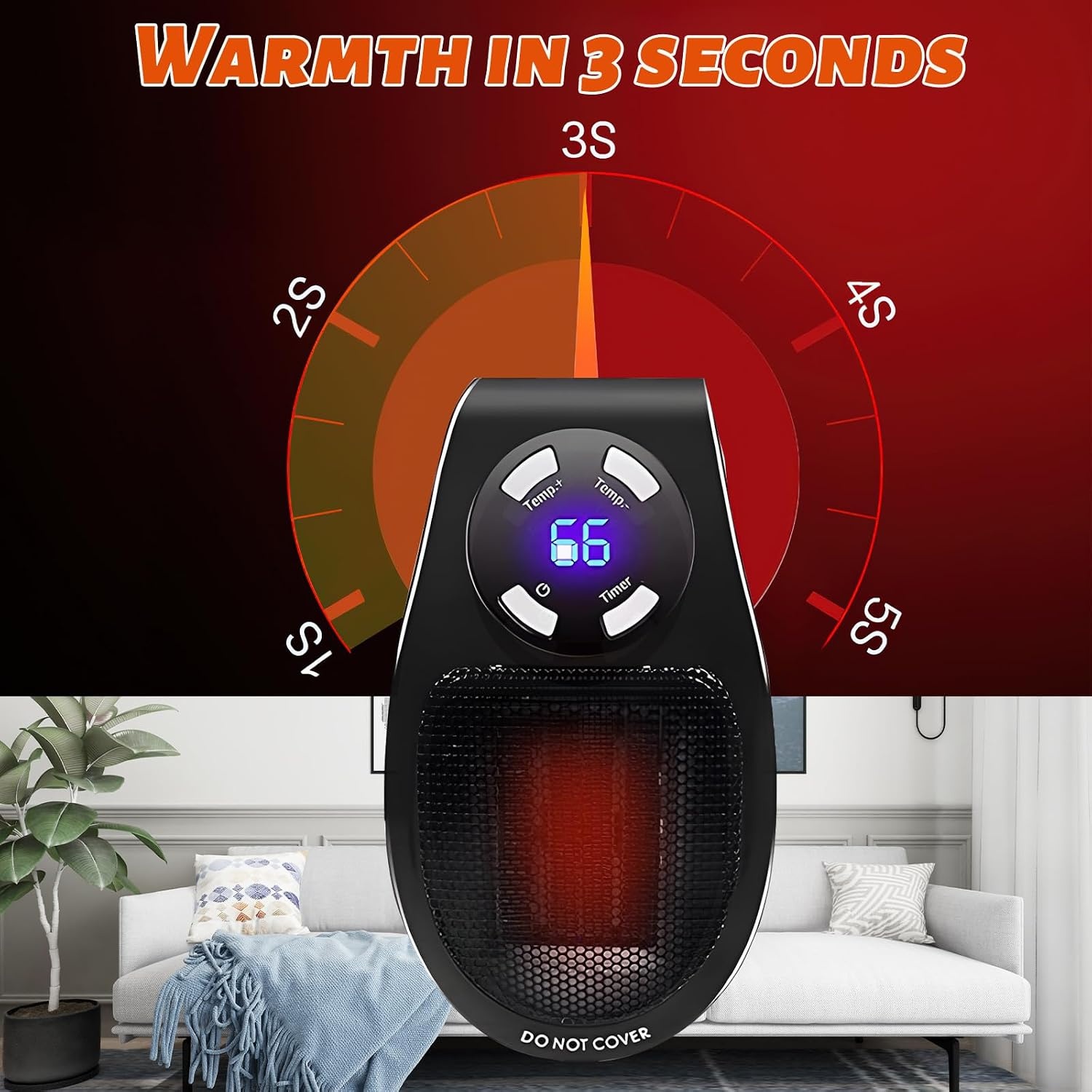 Elektrische verwarming, laag stroomverbruik, Hillylolly 500 W, keramische ventilatorkachel, elektrische verwarming, 12 uur timer, elektrisch fornuis, laag verbruik, elektrische verwarming voor kamer