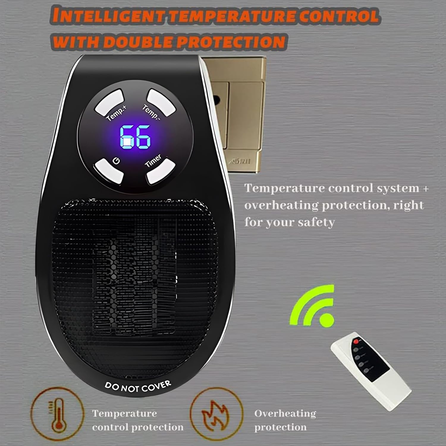 Elektrische verwarming, laag stroomverbruik, Hillylolly 500 W, keramische ventilatorkachel, elektrische verwarming, 12 uur timer, elektrisch fornuis, laag verbruik, elektrische verwarming voor kamer