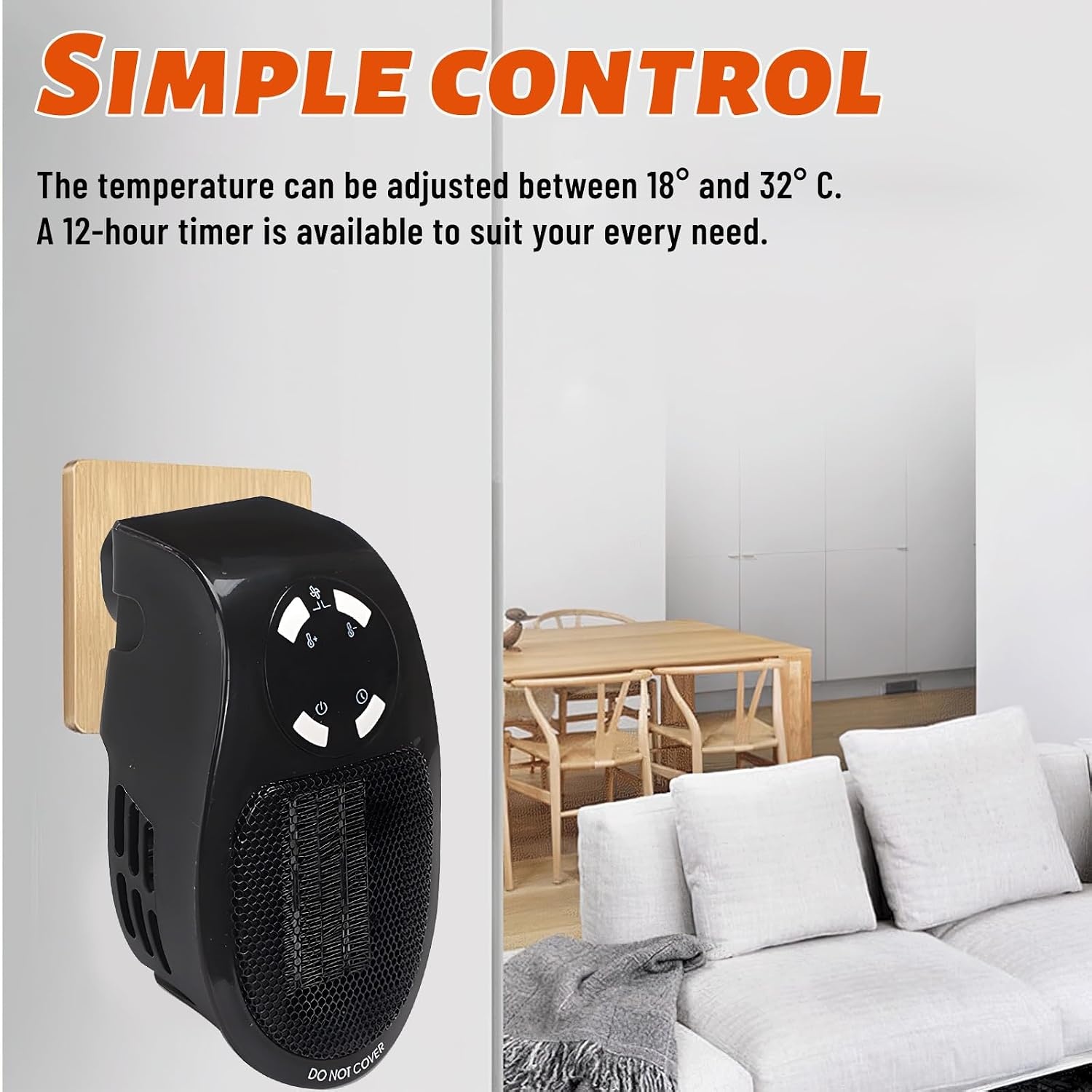 Elektrische verwarming, laag stroomverbruik, Hillylolly 500 W, keramische ventilatorkachel, elektrische verwarming, 12 uur timer, elektrisch fornuis, laag verbruik, elektrische verwarming voor kamer