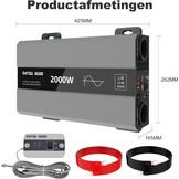 DATOUBOSS Omvormer 24v naar 230v Zuivere Sinus 2000w, Omvormer 24v naar 230v met AC-aansluiting en 3A USB-poort Soor Thuis, Camper, Off-Grid Zonne-energie-omvormer (SAK-24V2000W) - Maat 24V 2000W