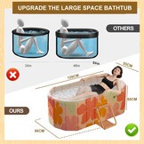 Opvouwbare badkuip voor volwassenen, 2-in-1 ijsbad en warm water, draagbare vrijstaande badkuip met deksel, ideaal voor thuis-SPA, buiten en binnen, montagevrij (120 x 56 x 50 cm, roze)
