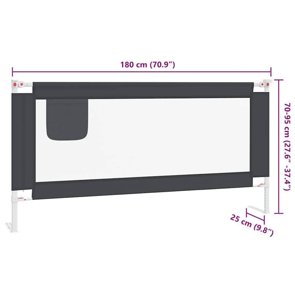 vidaXL Bedhekje peuter 180x25 cm stof donkergrijs