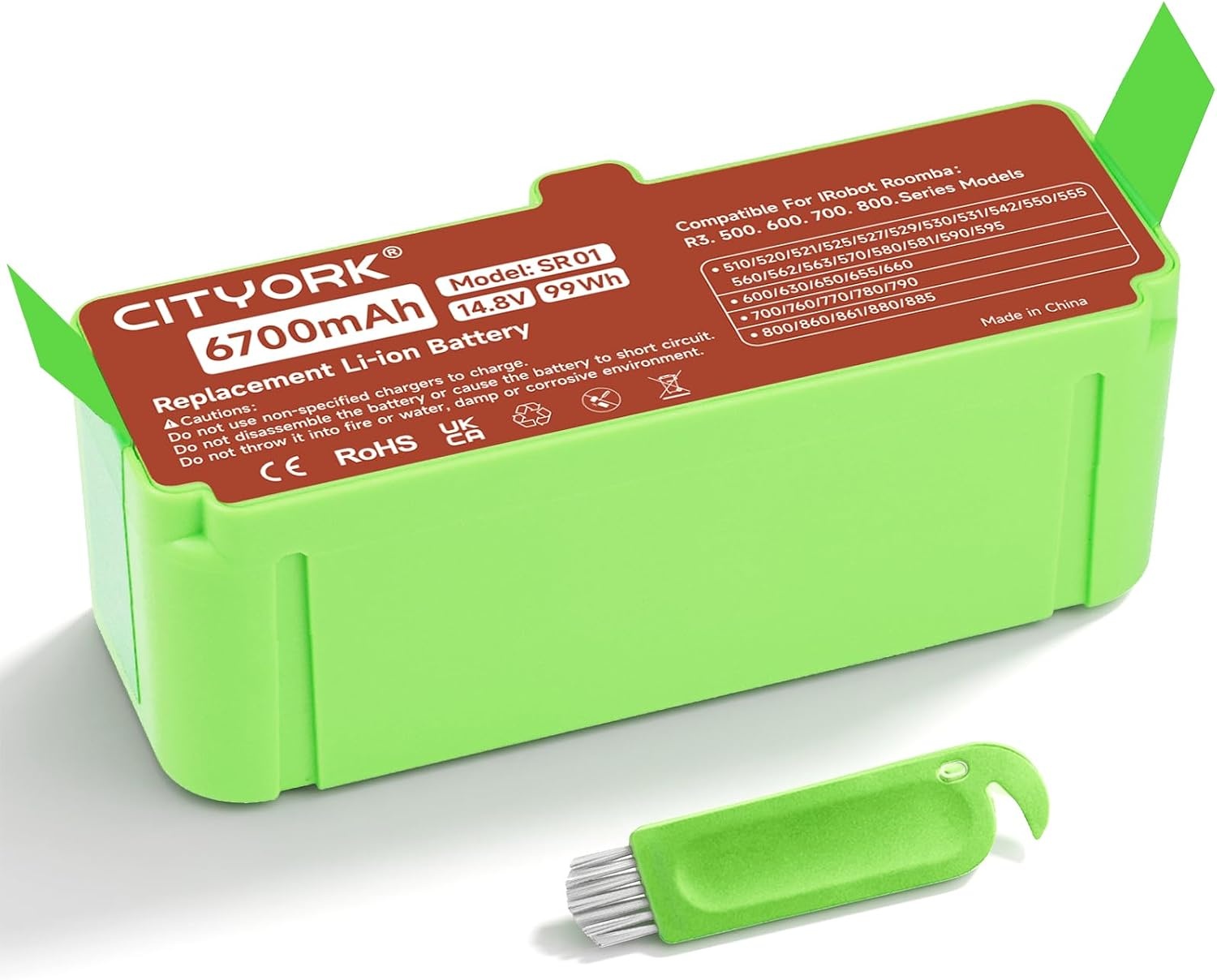 CITYORK 6700mAh Li-ion vervangende batterij voor iRobot Roomba 980 981 960 966 965 900, 880 896 895 890 891 800, 690 695 680 676 675 650 630 630 615 606, 780 760 761 776, 560 555 521 500 iRobot