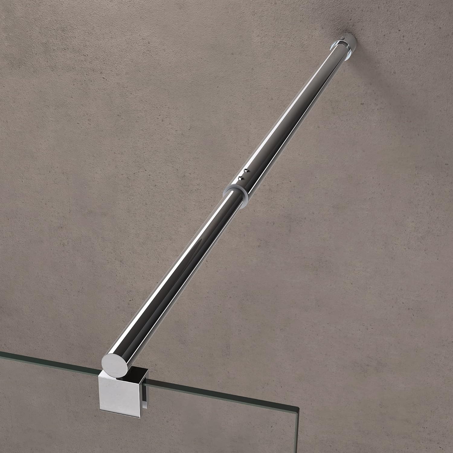 doporro Luxe Douchescherm Douchescherm Bremen2Ms 120X200cm Inloopdouche Met Stabilisator Van Echt Glas 10Mm Gehard Veiligheidsglas Melkglas Strepen Incl. Nano-Coating