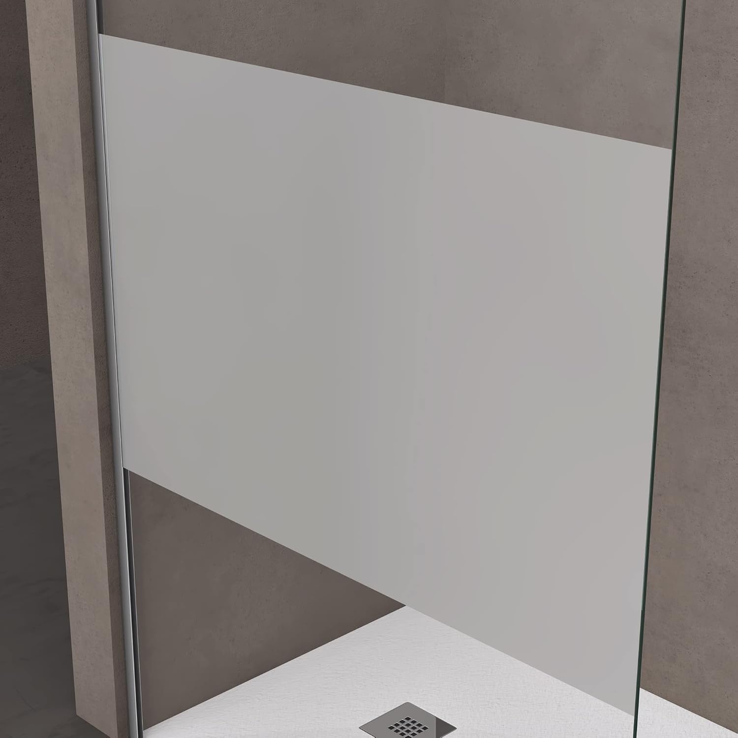 doporro Luxe Douchescherm Douchescherm Bremen2Ms 120X200cm Inloopdouche Met Stabilisator Van Echt Glas 10Mm Gehard Veiligheidsglas Melkglas Strepen Incl. Nano-Coating