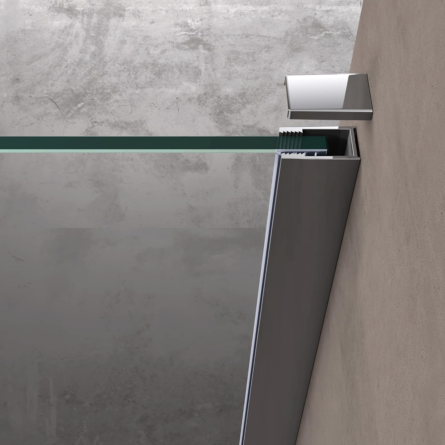 doporro Luxe Douchescherm Douchescherm Bremen2Ms 120X200cm Inloopdouche Met Stabilisator Van Echt Glas 10Mm Gehard Veiligheidsglas Melkglas Strepen Incl. Nano-Coating
