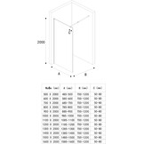 doporro Luxe Douchescherm Douchescherm Bremen2Ms 120X200cm Inloopdouche Met Stabilisator Van Echt Glas 10Mm Gehard Veiligheidsglas Melkglas Strepen Incl. Nano-Coating