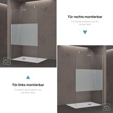 doporro Luxe Douchescherm Douchescherm Bremen2Ms 120X200cm Inloopdouche Met Stabilisator Van Echt Glas 10Mm Gehard Veiligheidsglas Melkglas Strepen Incl. Nano-Coating