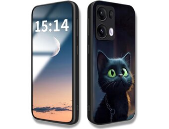 WBWONE Hoesje voor OPPO Reno 13 Pro 5G - Shockproof TPU Bumper met Kattenpatroon - Zwart