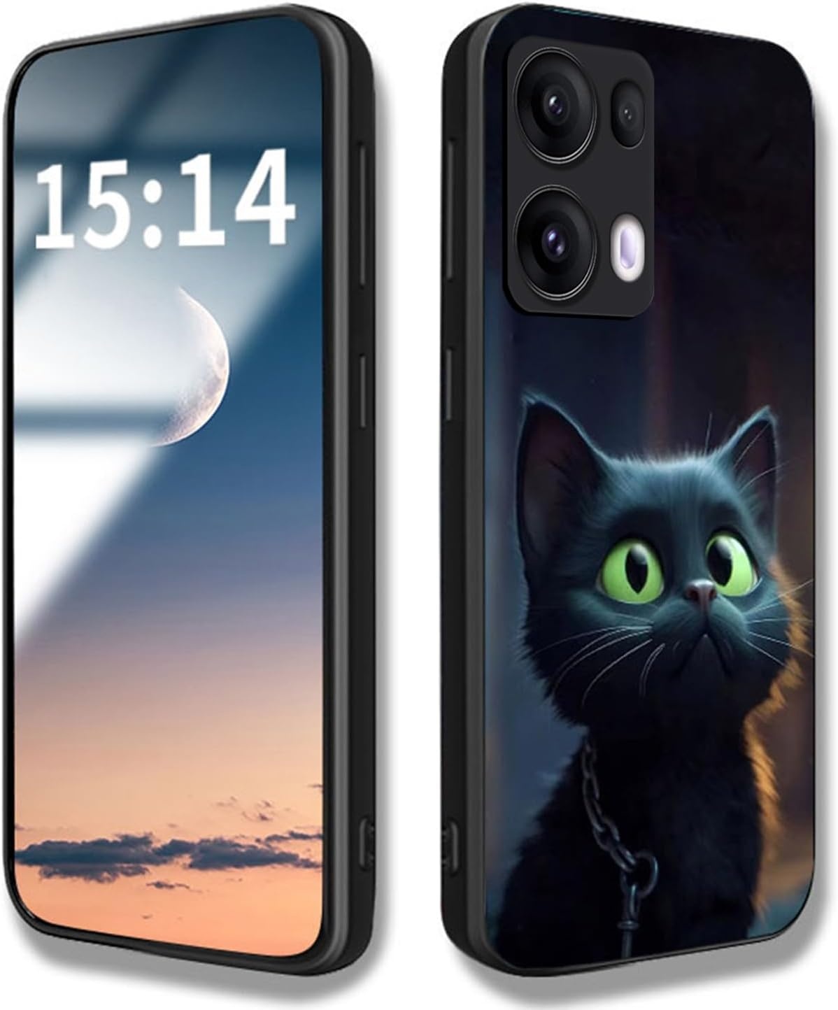 WBWONE Hoesje voor OPPO Reno 13 Pro 5G - Shockproof TPU Bumper met Kattenpatroon - Zwart