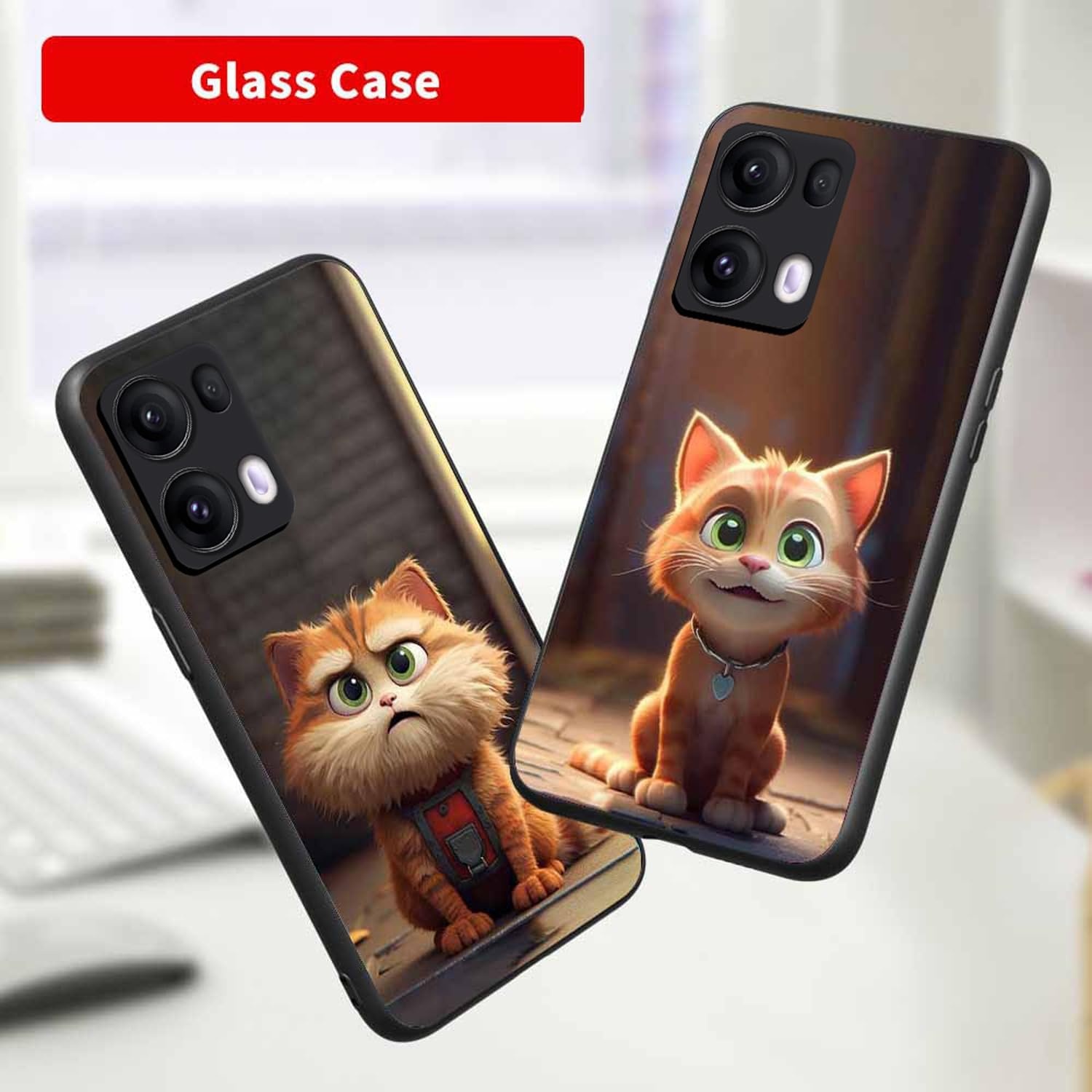 WBWONE Hoesje voor OPPO Reno 13 Pro 5G - Shockproof TPU Bumper met Kattenpatroon - Zwart