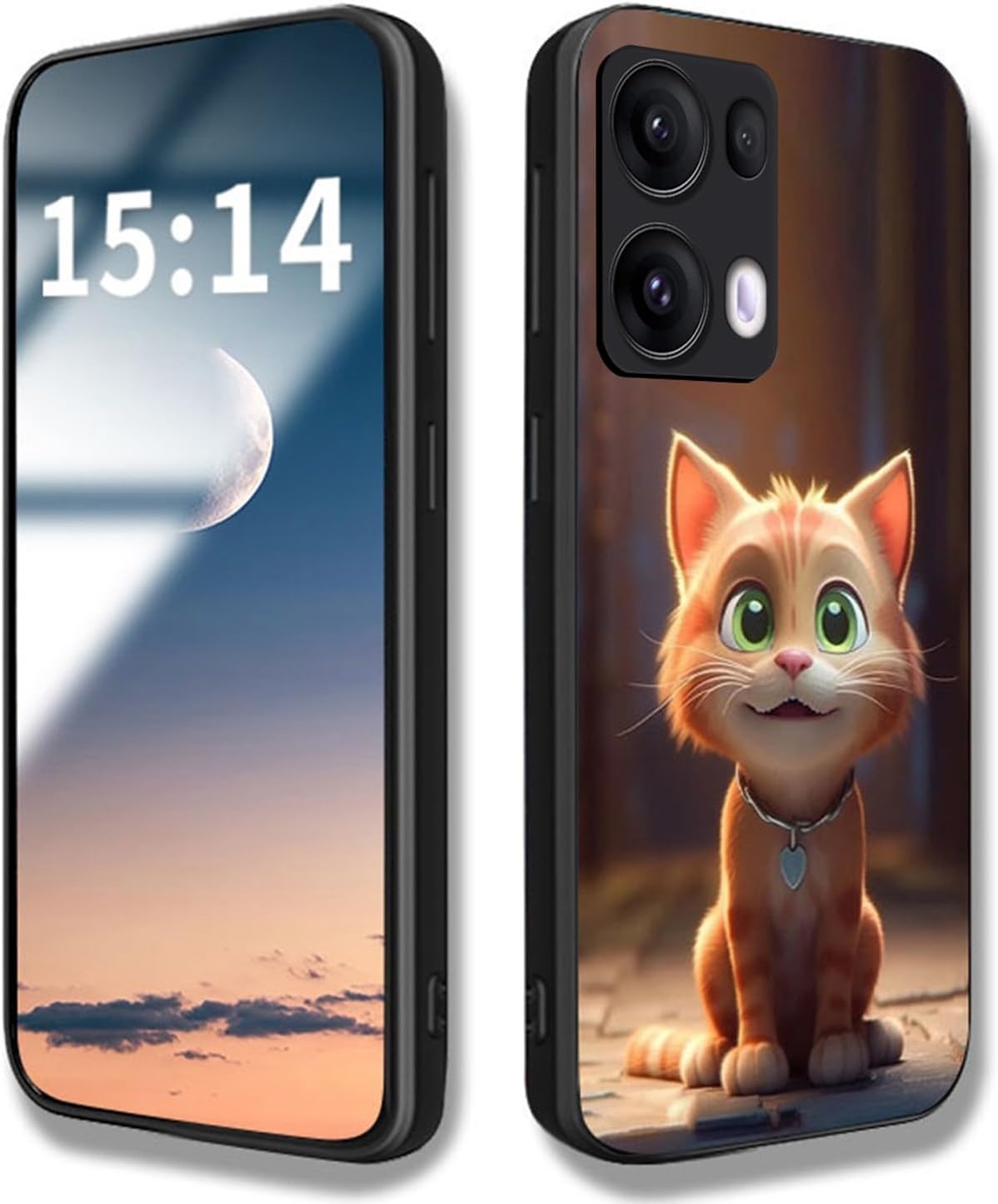 WBWONE Hoesje voor OPPO Reno 13 Pro 5G - Shockproof TPU Bumper met Kattenpatroon - Zwart