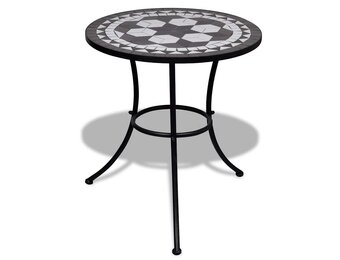 vidaXL Bistrotafel 60 cm mozaïek zwart en wit