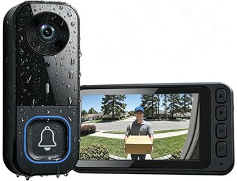 Draadloze Deurbel met Camera & 4,5" Monitor – Video Deurbel zonder WiFi/App/Cloud, Intercom met 2-Weg Audio, Nachtzicht, 120° Groothoek, Waterdichte Deurbel Buiten voor Huis & Appartement