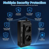 URAQT Auto-omvormer DC 12V naar AC 230V 200W, met 2 stopcontacten en 4 USB-poorten - USB 3.0 en USB 2.0, Snelladende Autolader met Sigarettenaanstekerplug Stroomomvormer voor op reis Universele