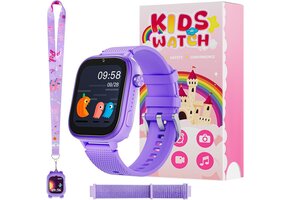 Smartwatch Kinderen Lila 4G GPS Videobellen SOS-knop Schoolmodus - 34% Korting