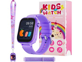 Smartwatch Kinderen Lila 4G GPS Videobellen SOS-knop Schoolmodus - 34% Korting