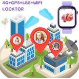 Smartwatch Kinderen Lila 4G GPS Videobellen SOS-knop Schoolmodus - 34% Korting
