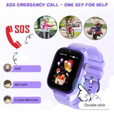 Smartwatch Kinderen Lila 4G GPS Videobellen SOS-knop Schoolmodus - 34% Korting