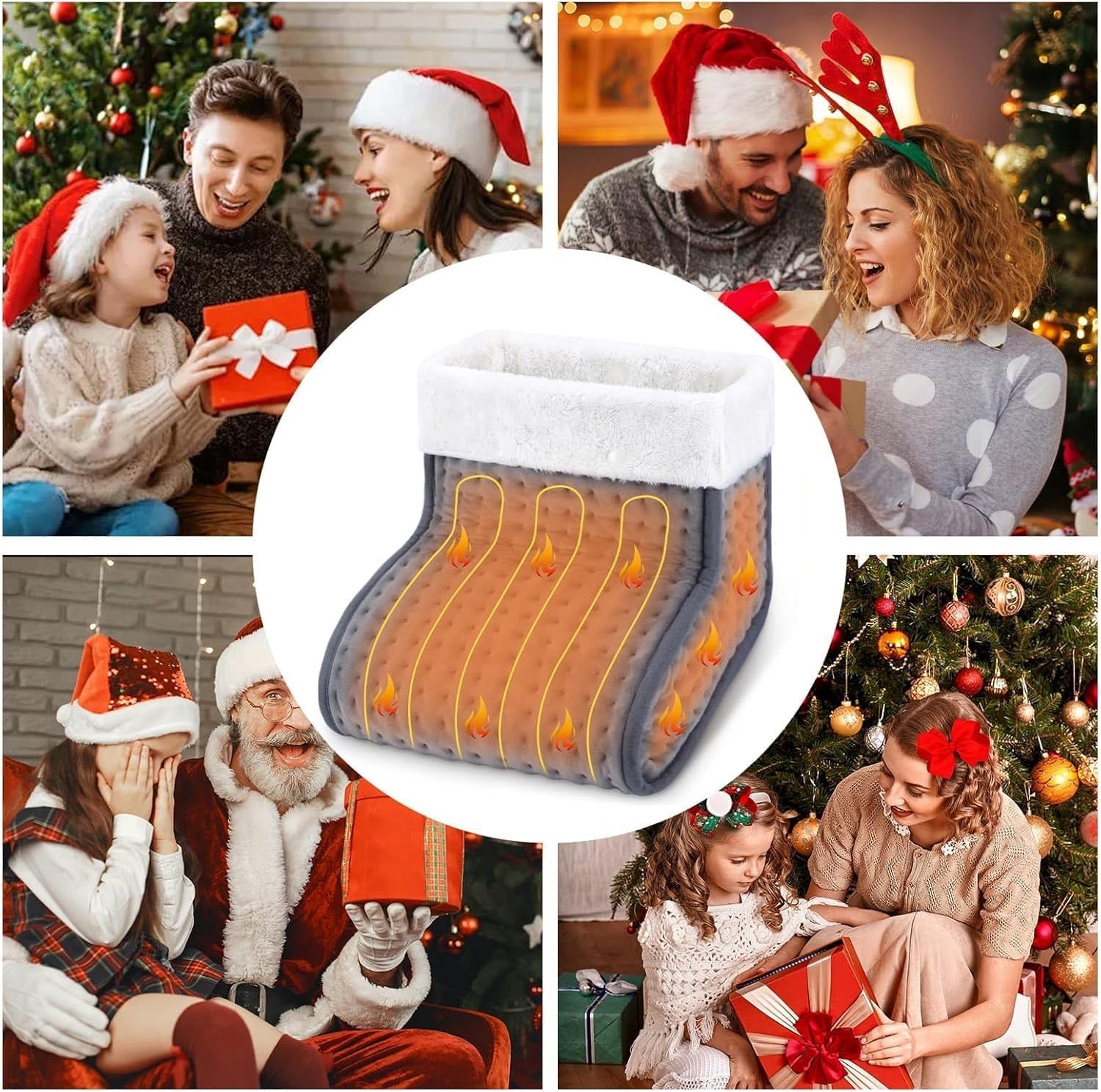 Biutee Elektrische voetenwarmer, behaaglijke warmte voor koude voeten, 10 temperatuurniveaus, 3 timers, snelle opwarming 30-60 °C, elektrische deken voor slaapkamer en kantoor, wasbare binnenvoering