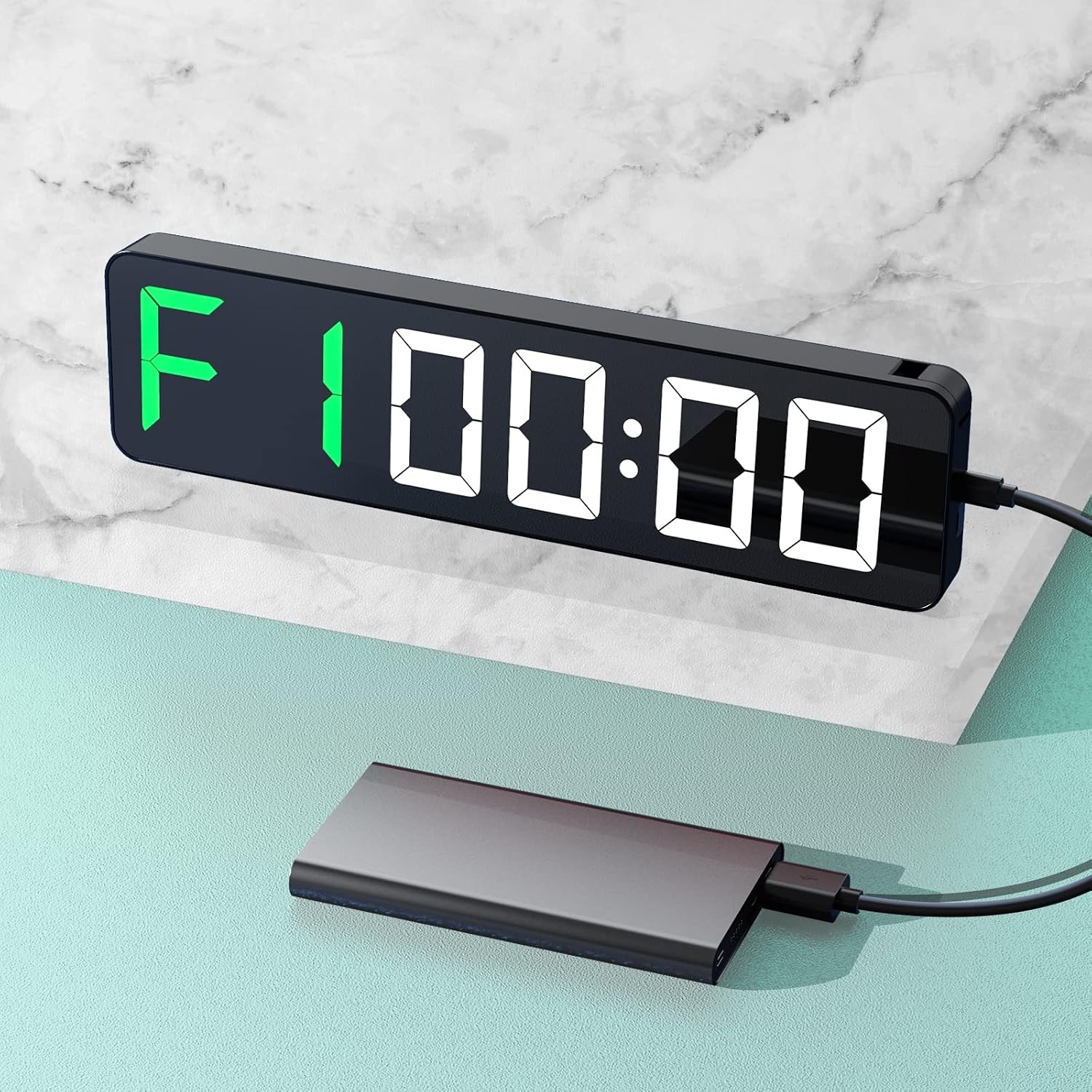 Gym Timer 15" Grote LED Display Wandklok|Interval Workout|Countdown|Stopwatch|12 Verstelbaar volume|3 Installatie Opties|Digitale Timer voor Fitness Home Garage Gym en buitensporten